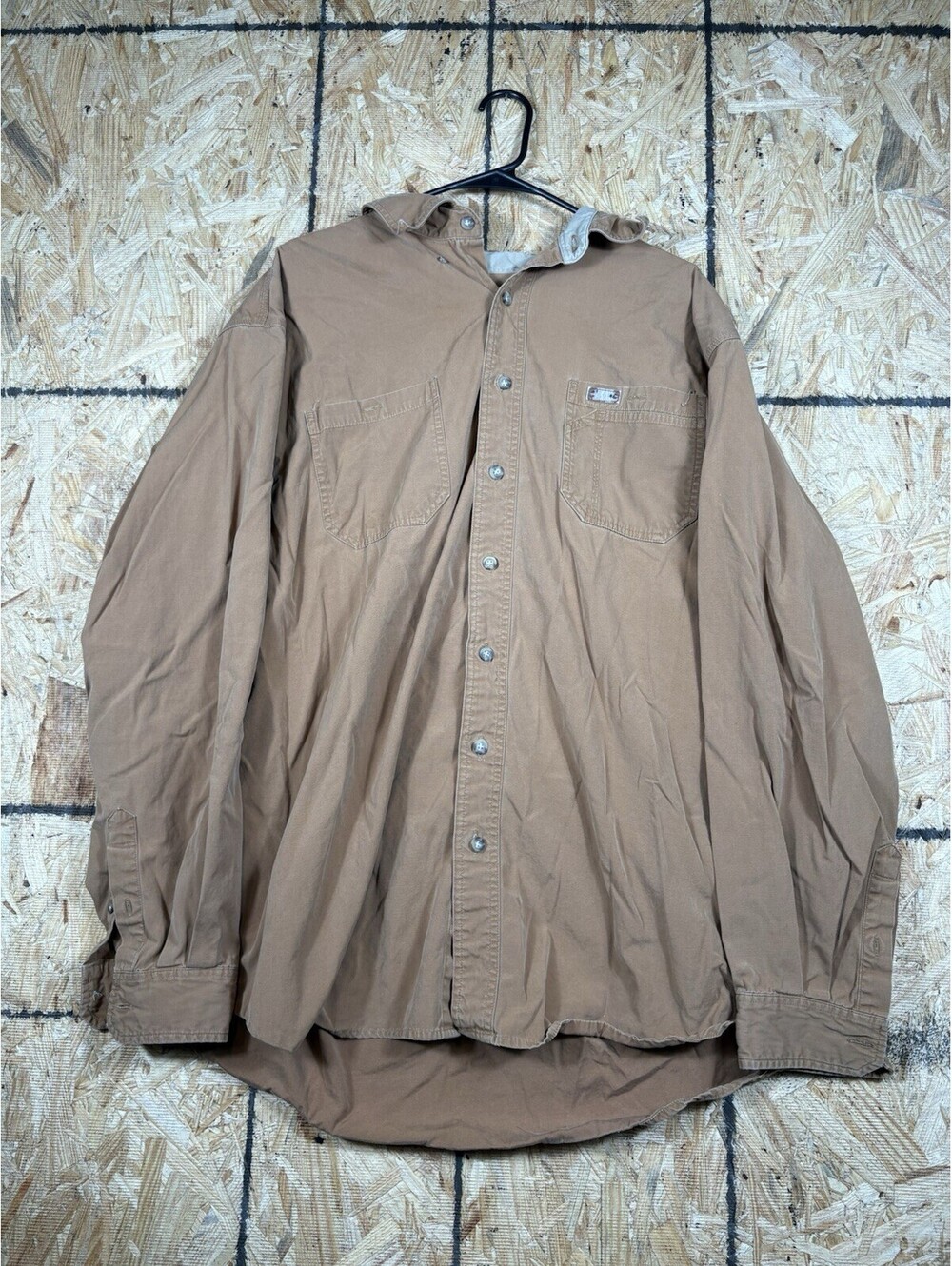 Carhartt Oakman Twill Heavyweight Mens Shirt Size XL Beige S09SRW Workwear